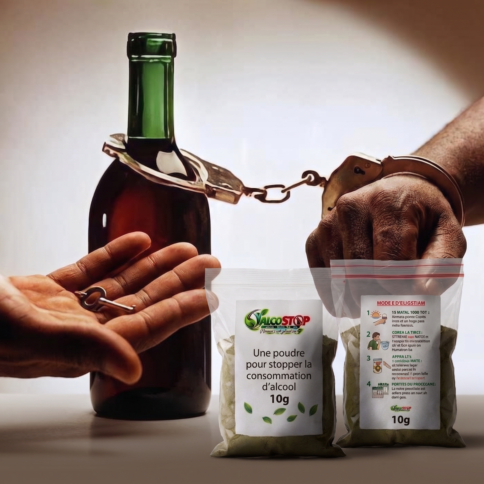 ALCOSTOP — sachet de poudre naturelle vu de face